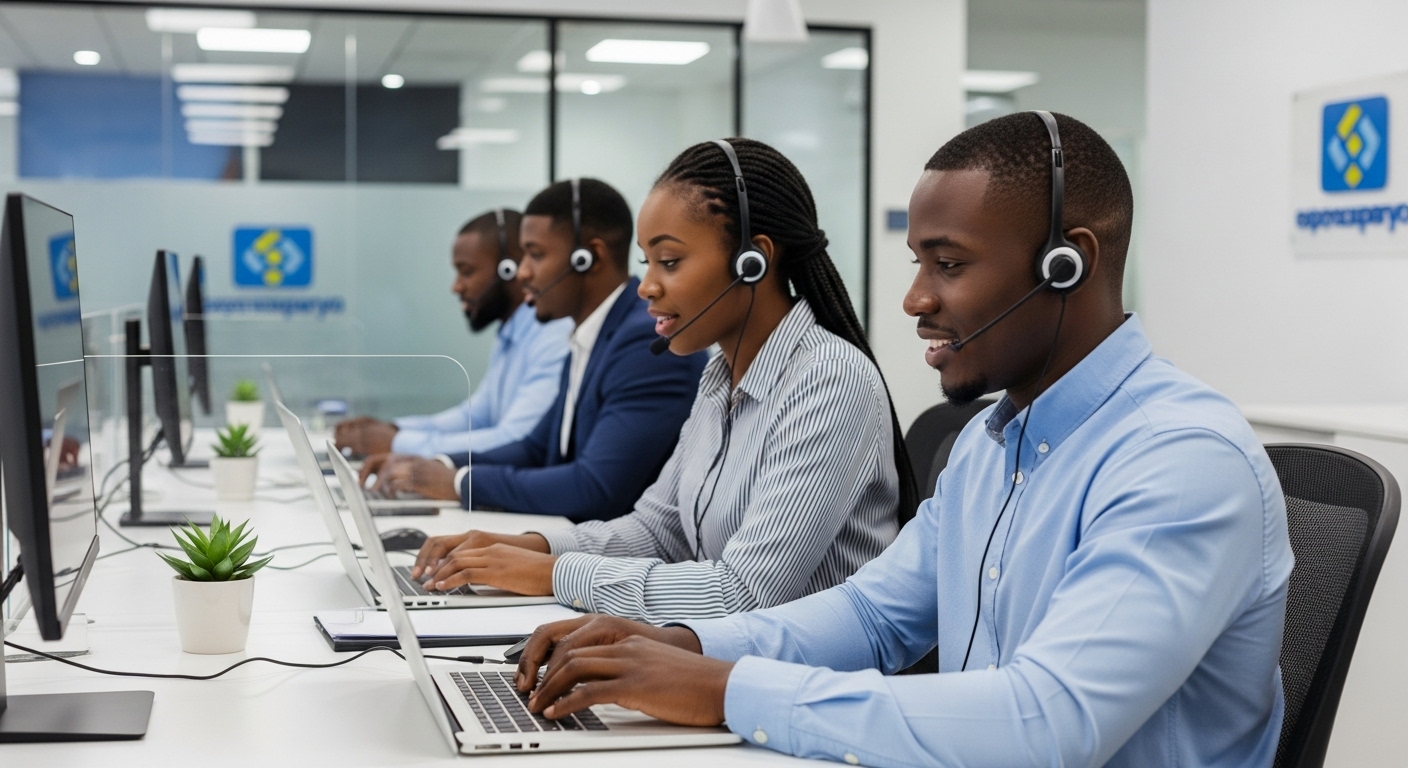 African BPO call center team